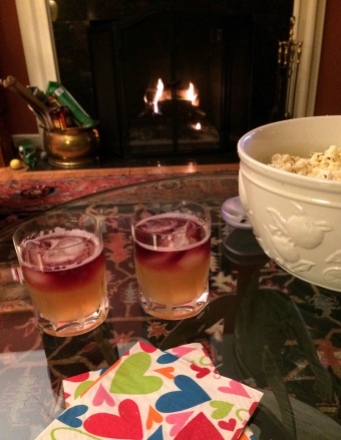 First course was the "Rouge" cocktail paired with Truffled Popcorn with Pecorino.