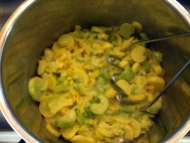Summer squash is cooked until just tender, then mashed.
